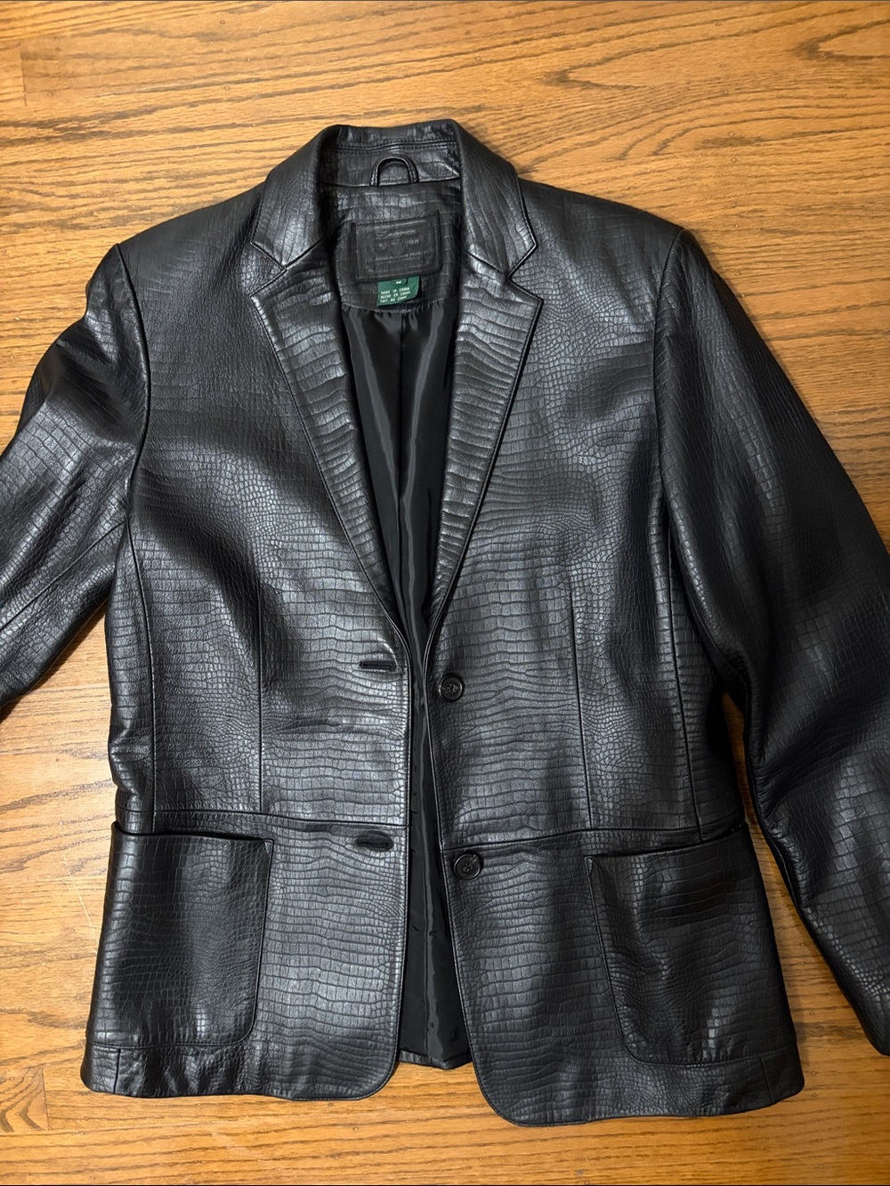 Vintage Ralph Lauren Men's Black Leather Blazer Jacket Size M
